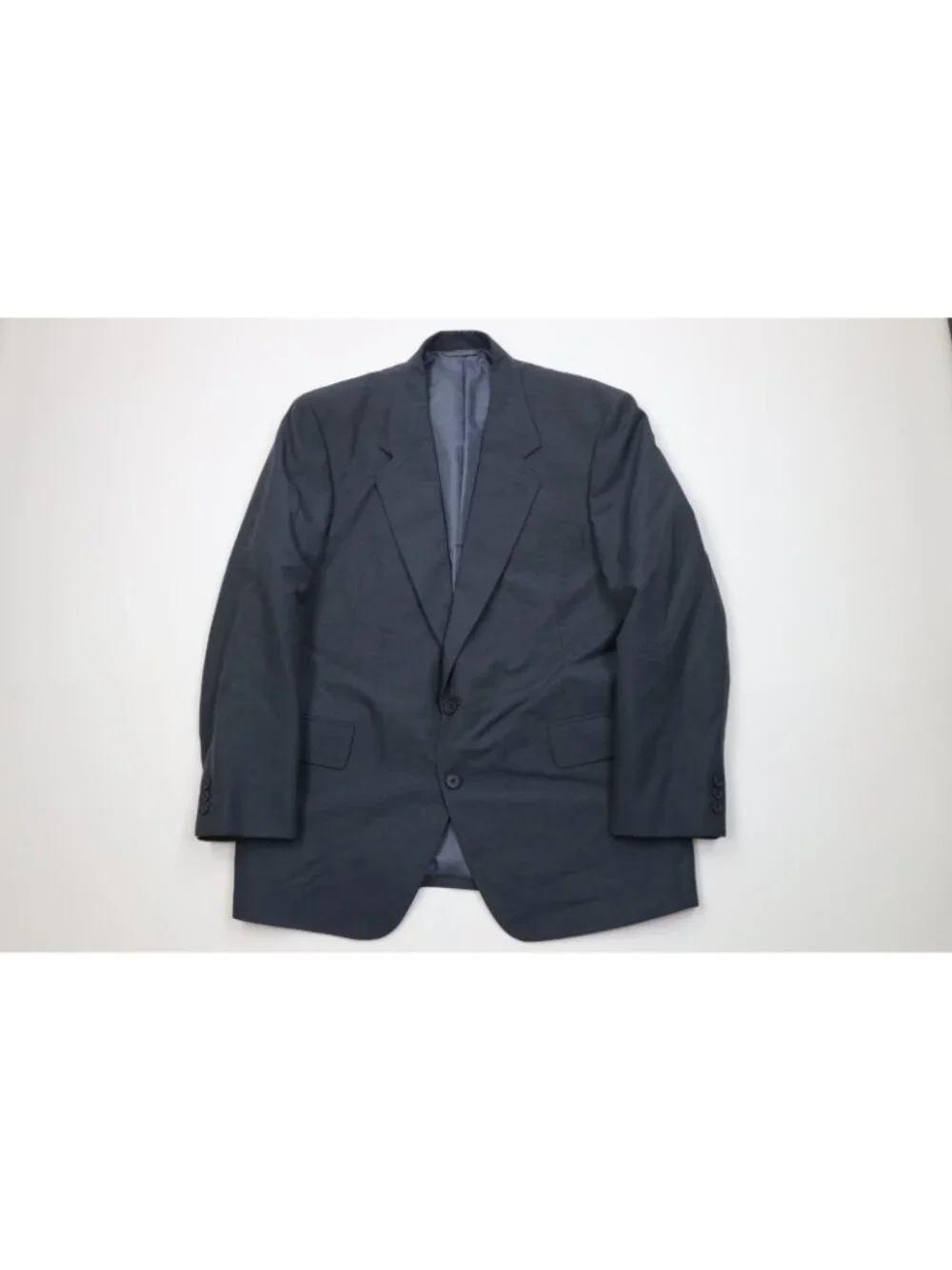 Vintage 90s Streetwear Mens 44R 2 Piece Suit Wool Plaid Blue Wide Leg 34x30